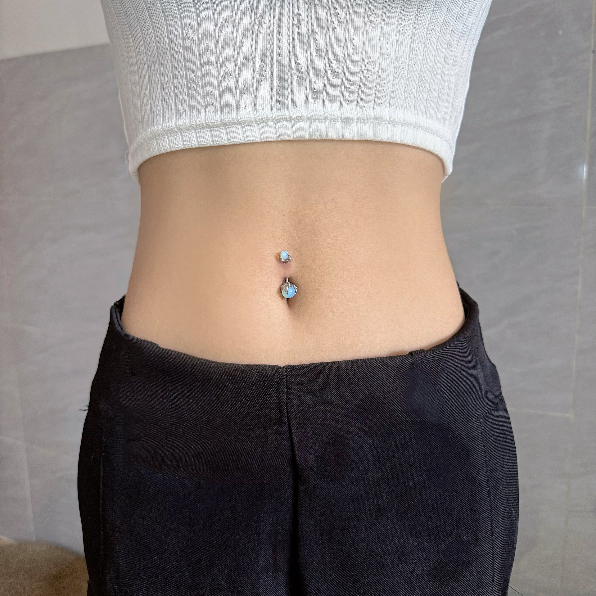Cross-Border Dragon Claw Opal Belly Button Ring Sexy European American Style Navel Piercing Titanium Steel Belly Jewelry Wholesale - Image 3