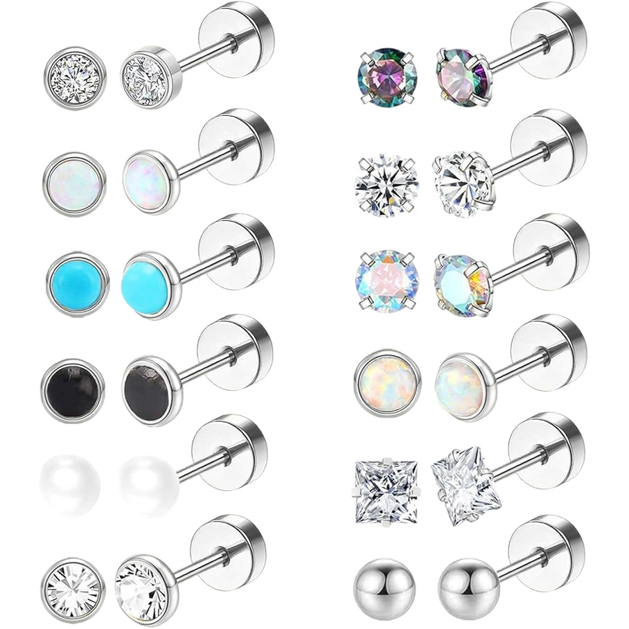 European American Stainless Steel Pearl Earrings Simple Silver Cartilage Earrings Commuting Versatile Piercing Jewelry - Image 5