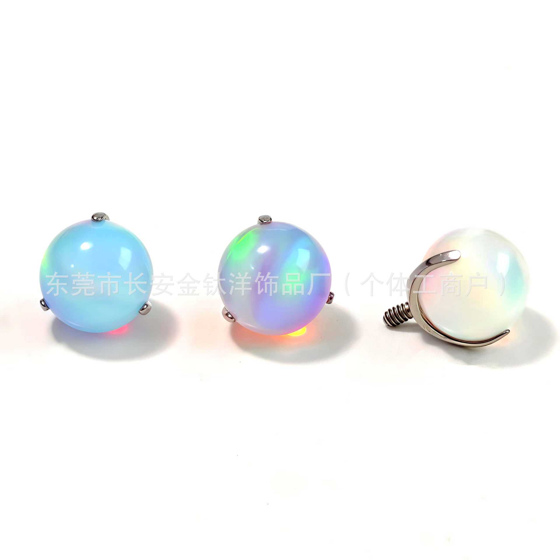 F136 Titanium Three-Claw Nebula Opal Lip Nail Tongue Nail Ear Piercing Jewelry - Image 3