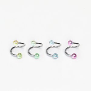 Iridescent Gradient Laser Lip Ring S-Shaped Acrylic External Thread S-Ring Lip Stud Ear Cartilage Ring Hot Girl European and American Piercing Jewelry