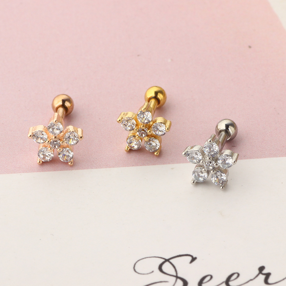 Stainless Steel Zircon Thread Earrings for Women Ear Piercing Jewelry Cartilage Tragus Stud - Image 2