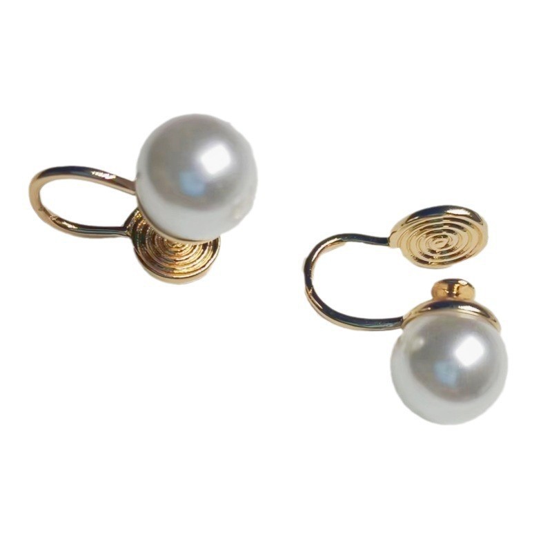 New Wine Red Style Non-Perforated Mosquito-Repellent Incense Plate Earrings Women's All-Match Popular Simple Imitation Pearl Ear Cuff - Image 5