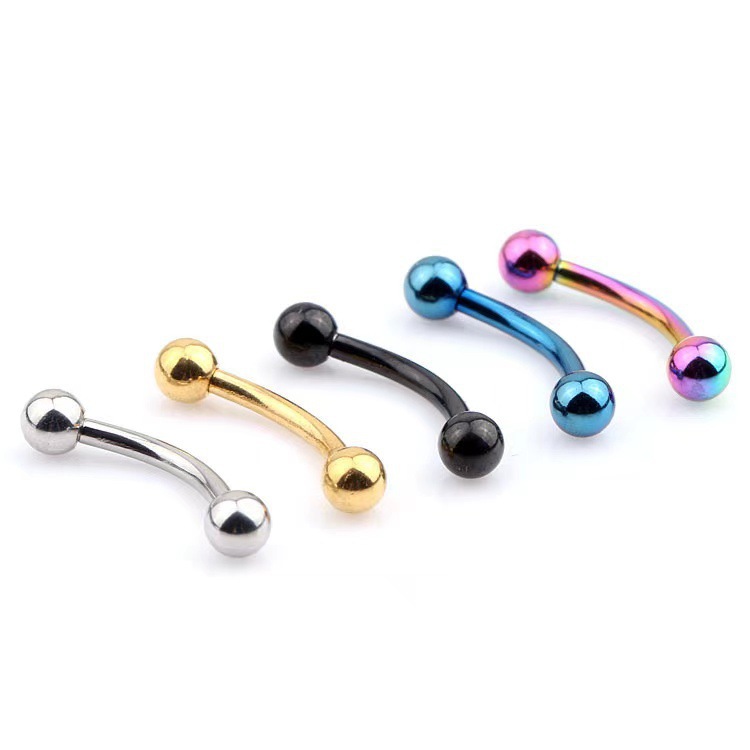 F136 Titanium Alloy Double-Headed External Thread Curved Barbell Ball Eyebrow Nail Tongue Nail Eyebrow Ring Ear Bone Nail G23 Piercing Jewelry - Image 3