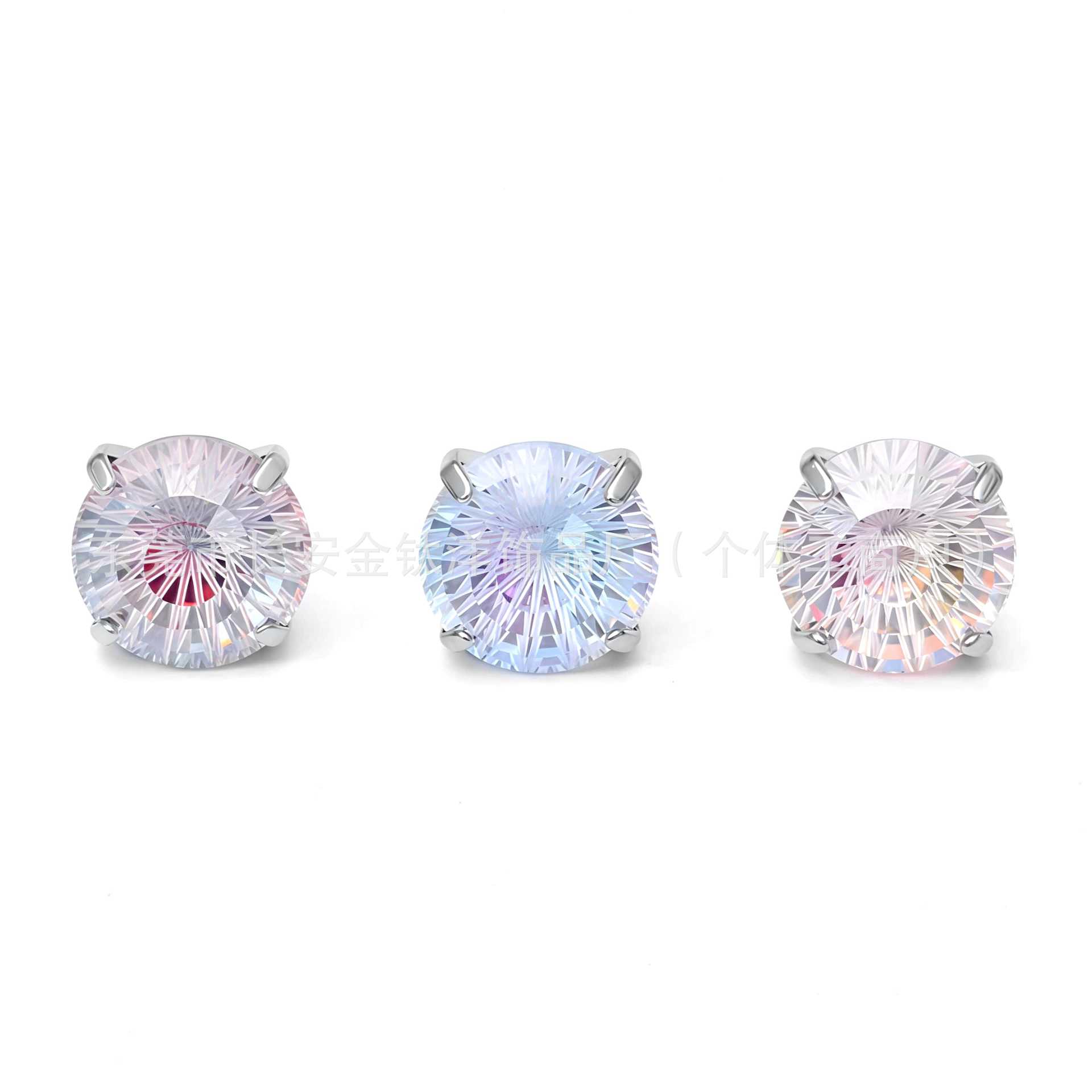F136 Titanium Round Bottom Claw-Embedded Ferris Wheel Gradient Lip Stud Ear Bone Stud G23 Titanium Alloy Body Piercing Jewelry - Image 2