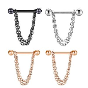 Flower Design Stainless Steel Ear Piercing Stud Gold Pointed Style for Men Women