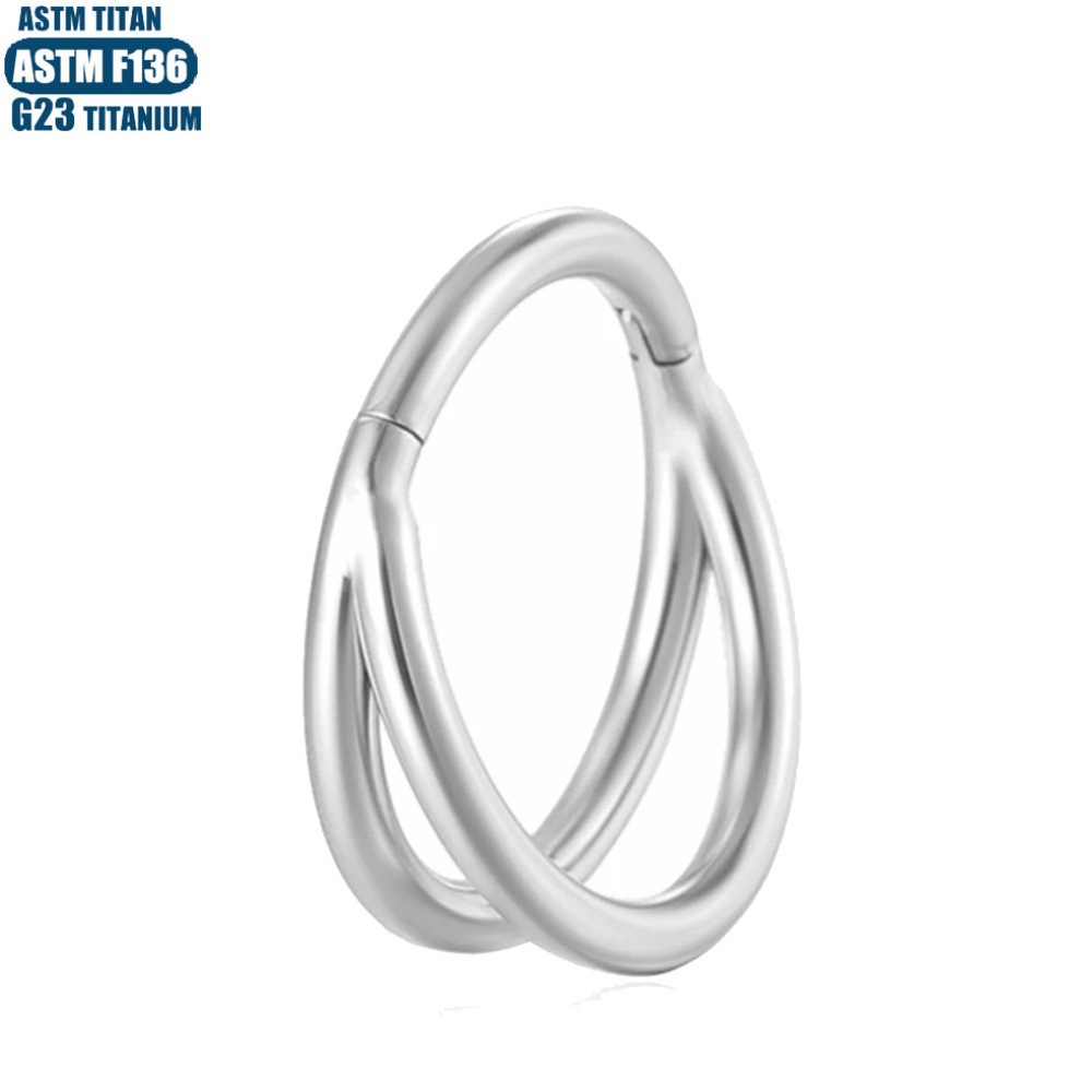 G23 Titanium Alloy Nose Ring Septum Ring Double Layer Geometric Body Piercing Jewelry Fashion Earrings - Image 4