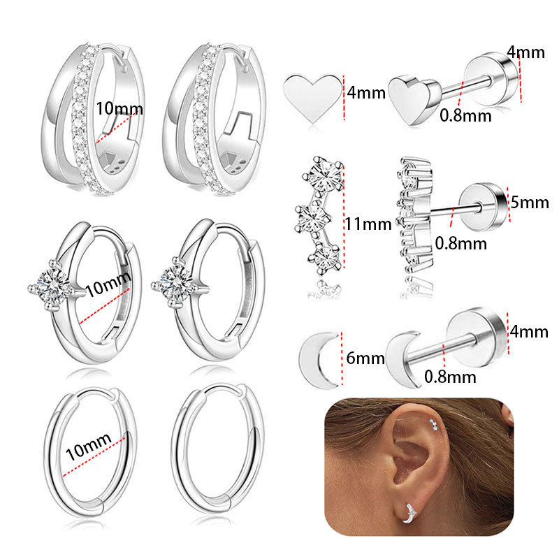 Stainless Steel Simple Geometric Ear Stud Flat Back Earring for Cartilage Helix Tragus Piercing Jewelry - Image 5