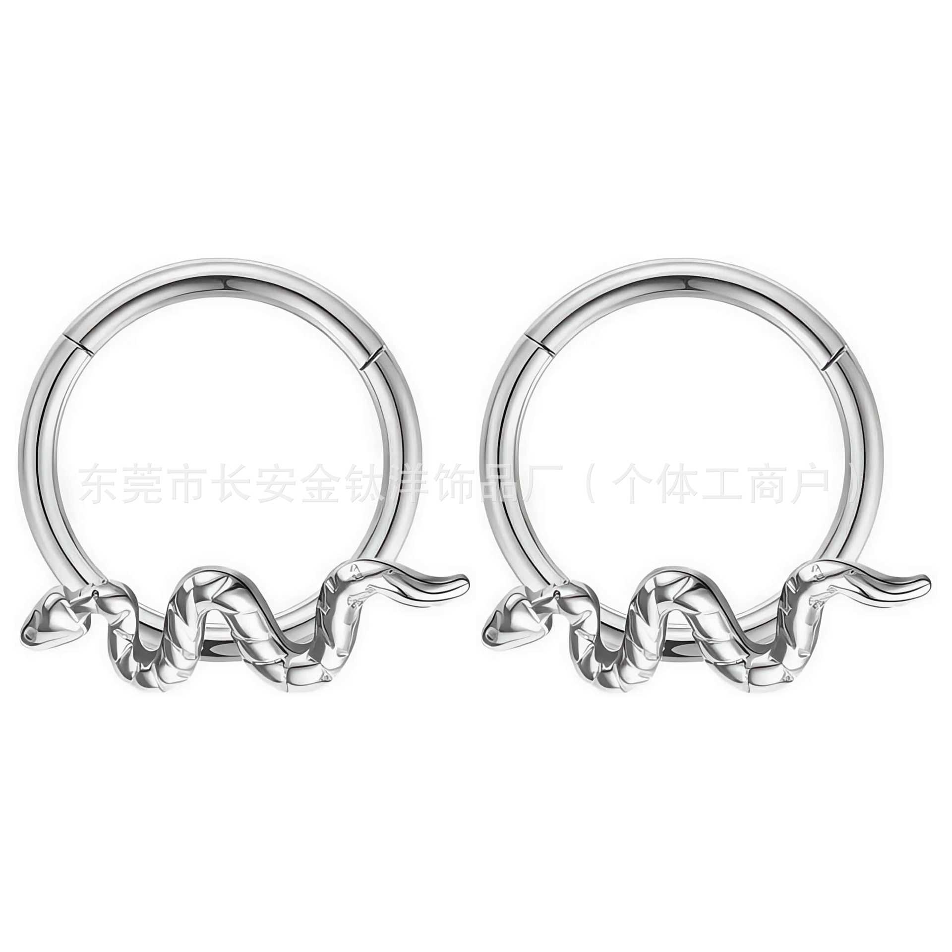 F136 Titanium Snake-Shaped Multifunctional Hoop Earrings - Closed Hoop Earrings for Body Piercing - Image 2