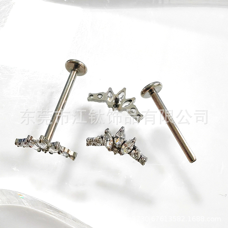 G23 Titanium ASTM F136 Crown CZ Ear Cartilage Stud - Gold 12mm - Image 2