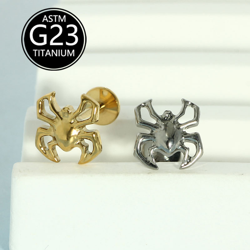 G23 Titanium Spider Lip Nail - Internally Threaded Ear Cartilage Stud for Helix Tragus Conch Piercing - Image 5