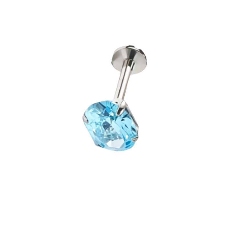 G23 Titanium Alloy Lip Nail Earrings Oval Four-Claw Inlaid Zircon Body Piercing Jewelry - Image 5