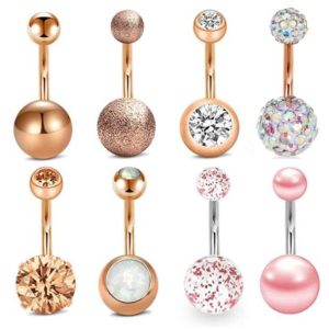 New Arrival 8PCs Bear Navel Ring Set Stainless Steel Body Piercing Jewelry