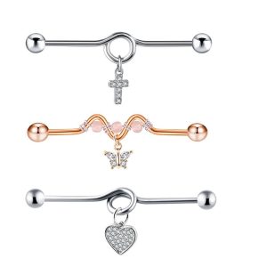 2022 Cross Love Ear Long Rod Earrings Piercing Jewelry Industrial Long Ear Rod Ear Bone Nails