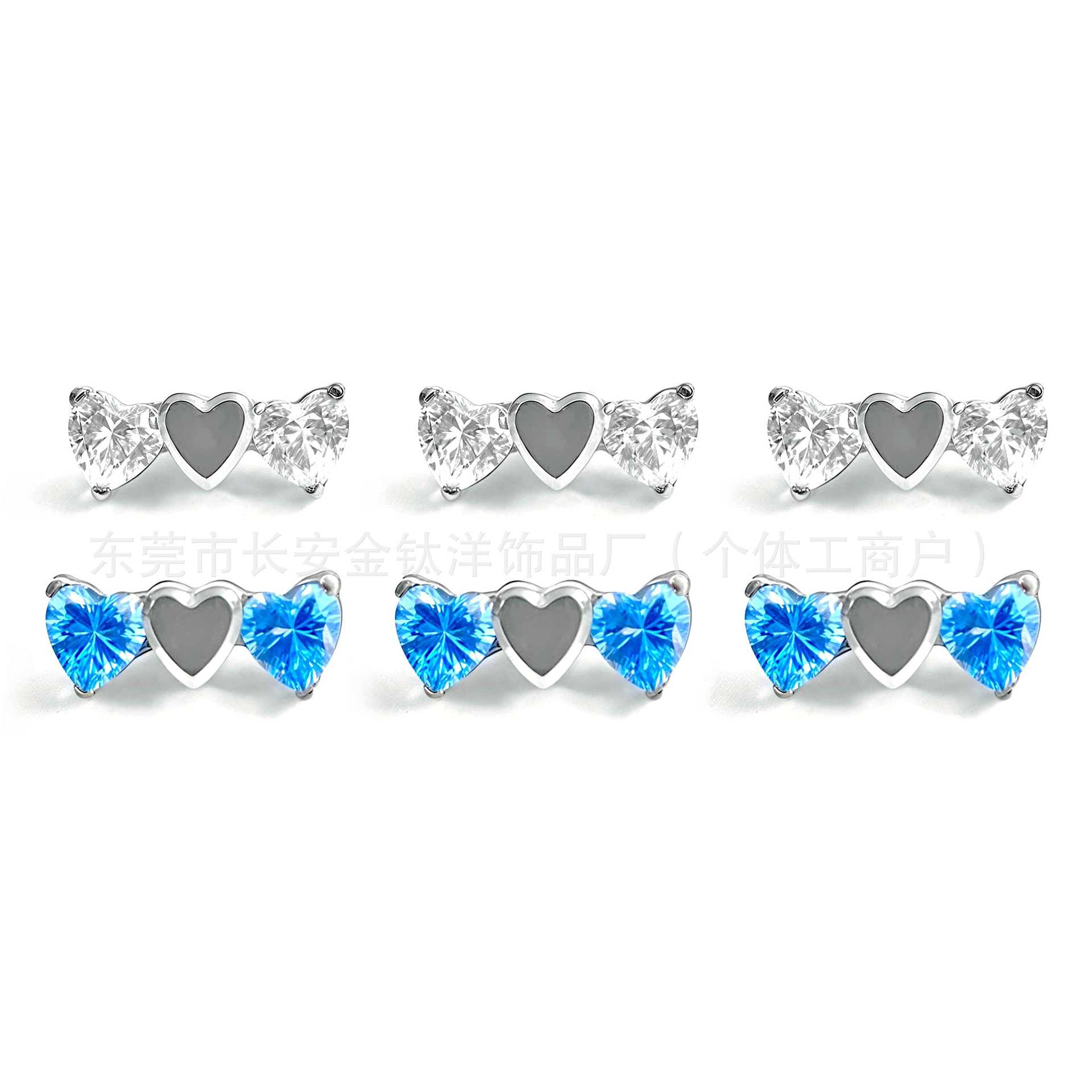F136 Titanium Internally Threaded Triple Heart Zirconia Stud Earrings - Cartilage Ear Bone Studs for Women Men - Image 5