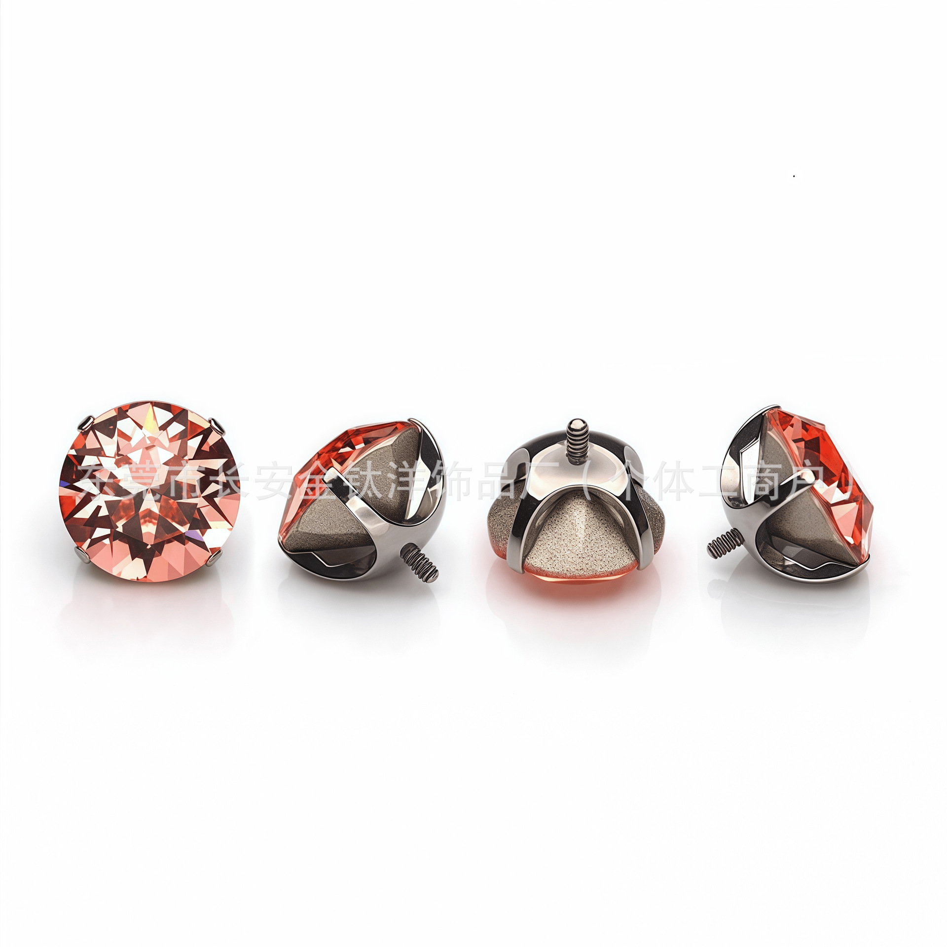 F136 Titanium Inner Thread Round Bottom Huazi Earrings Swarovski Lip Nails Ear Bone Nails G23 Titanium Alloy Body Piercing Jewelry - Image 2