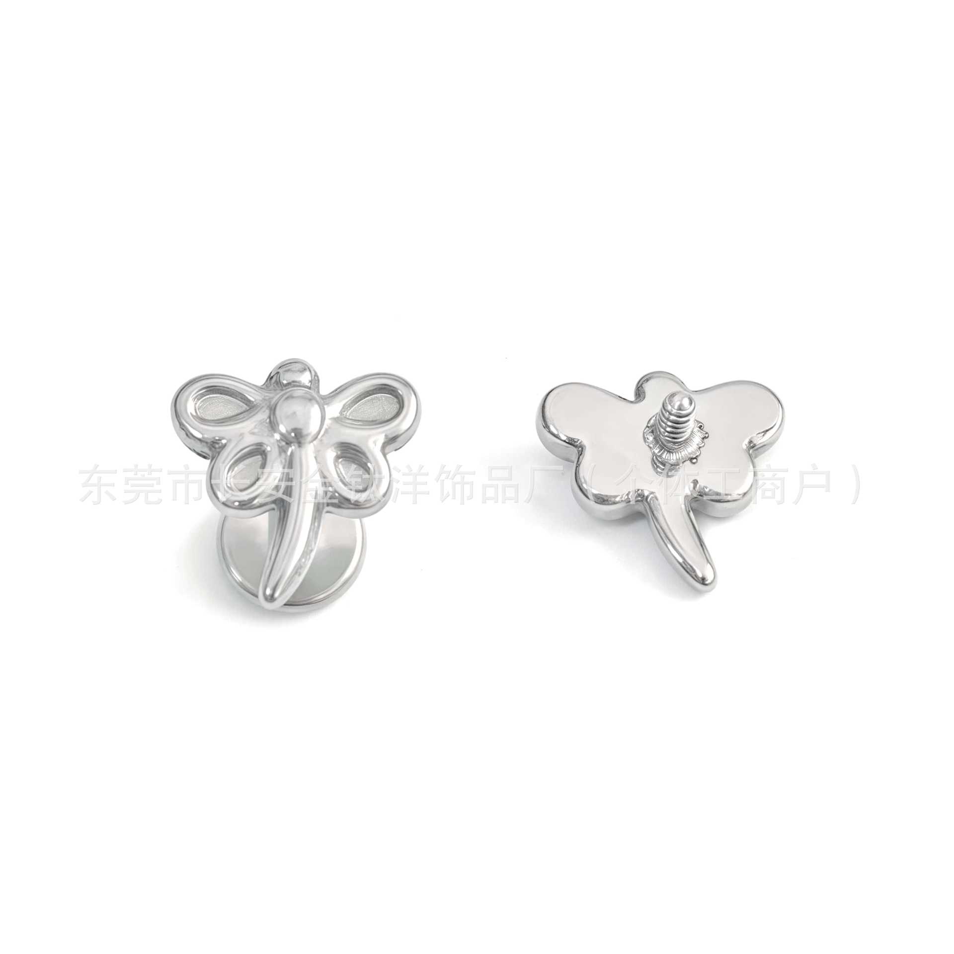 F136 Titanium Finely Carved 3D Dragonfly Animal Ear Studs Nose Studs Ear Bone Studs G23 Titanium Body Piercing Jewelry - Image 3