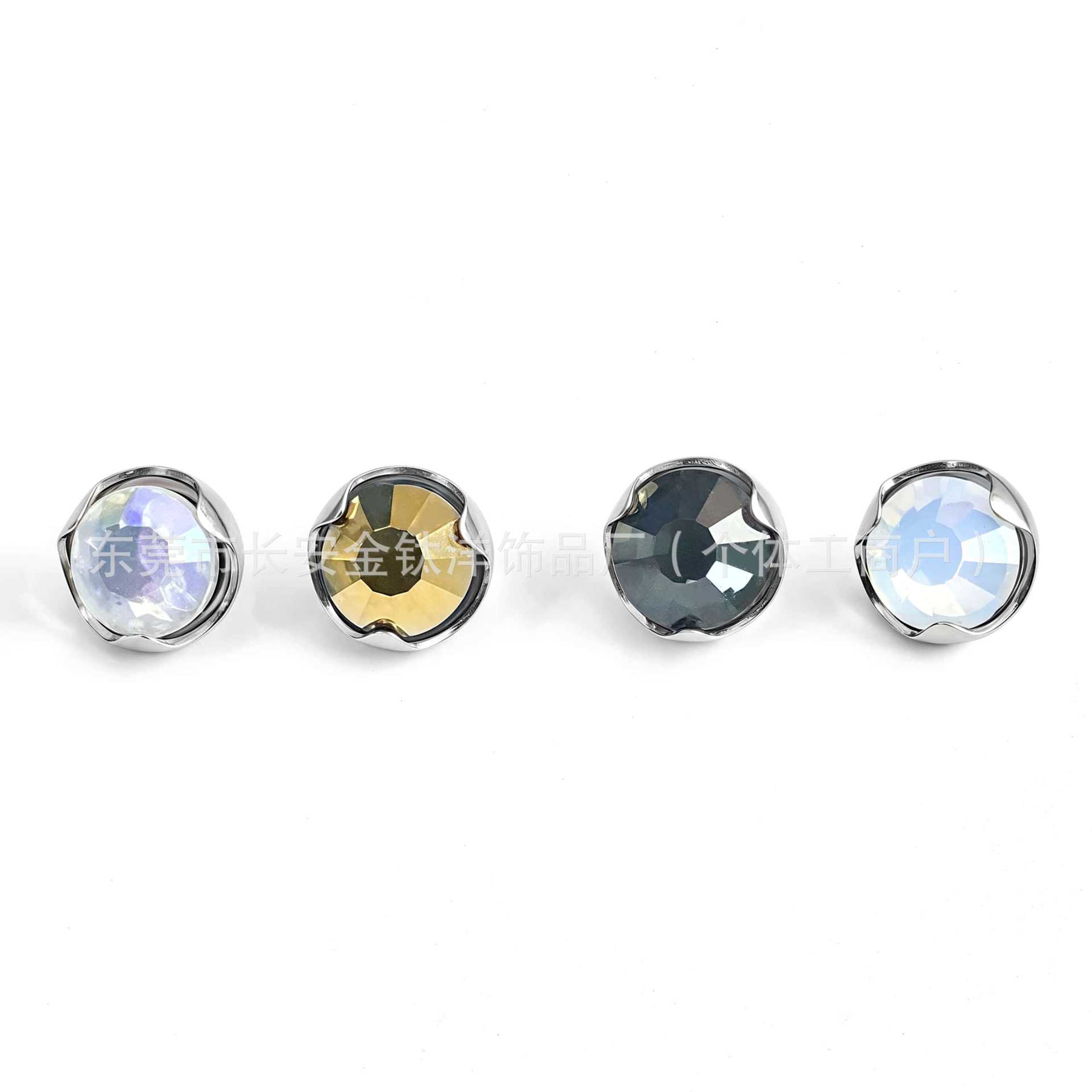 F136 Titanium Wave Edge CZ Embedded Lip Stud Barbell G23 Titanium Piercing Jewelry - Image 2