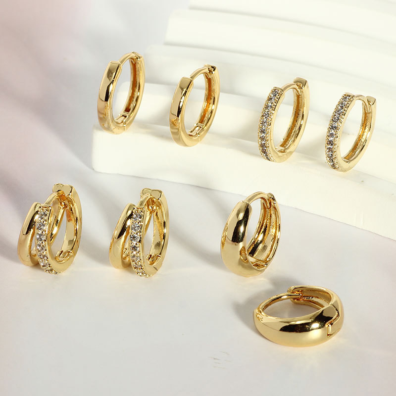 8-Piece Set Stainless Steel Gold Plated Double Layer Cubic Zirconia Ear Cuff Earring for Cartilage Helix Tragus - Image 4
