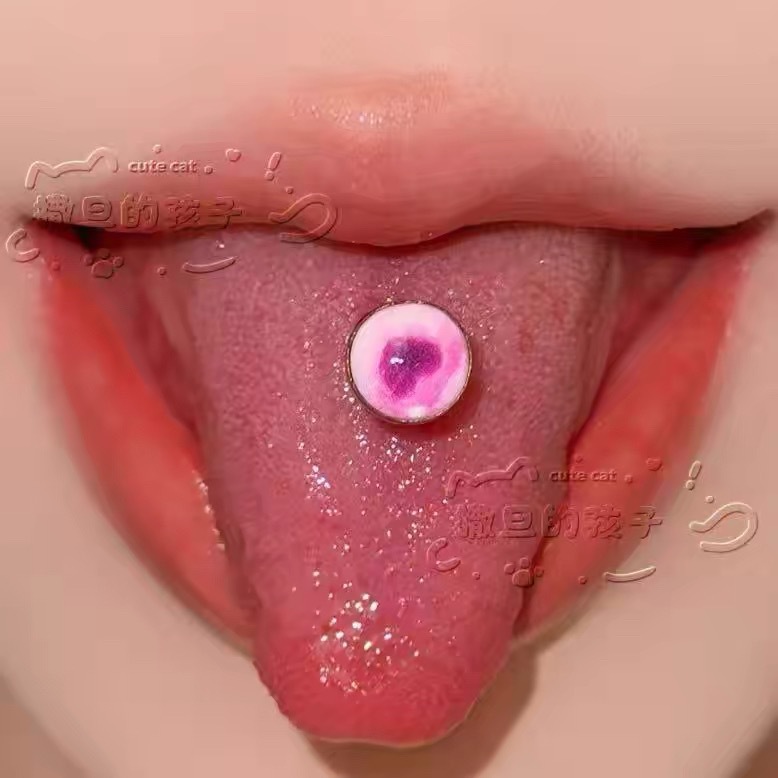 Satan's Child Matte Pink Tongue Barbell 316L Surgical Steel Drinkable Tongue Ring Piercing Jewelry - Image 2