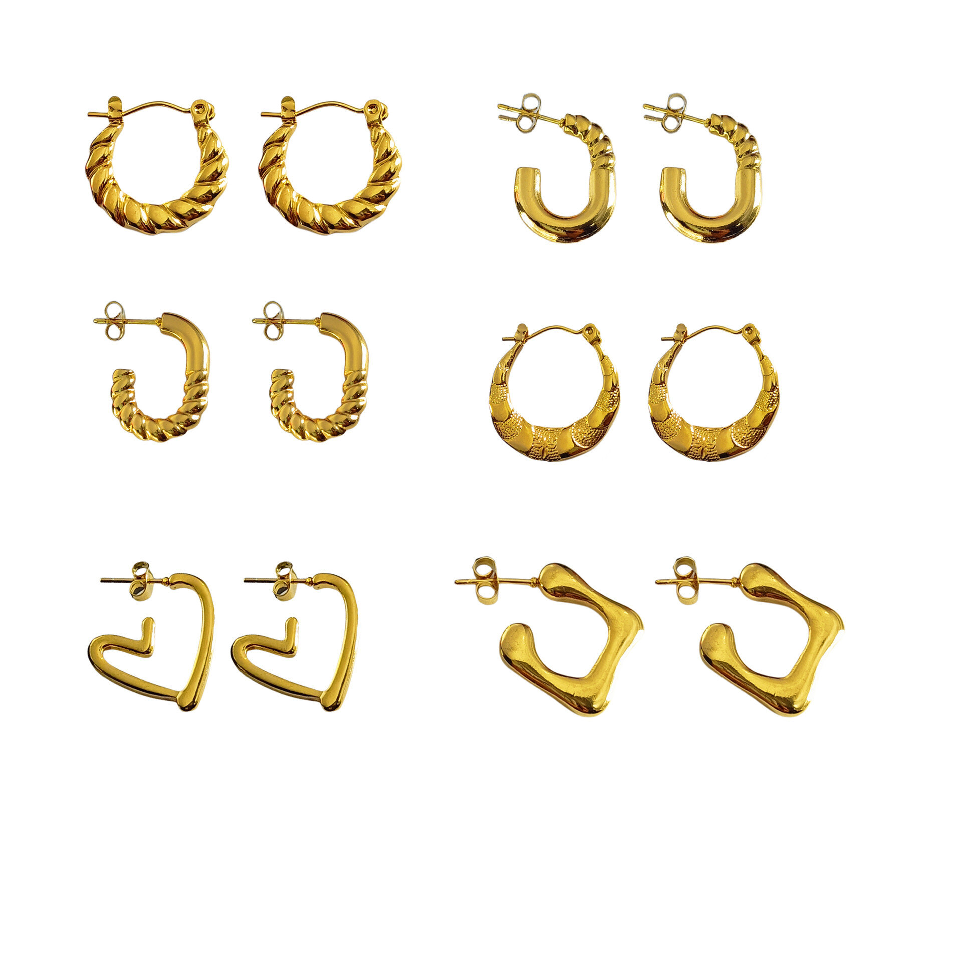 European American Best Selling High End Stainless Steel Versatile U Shape Earrings 18K Real Gold Plating - Image 5