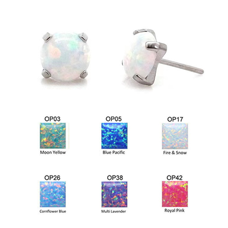 G23 Titanium Opal Stud Earrings Lip Piercing Jewelry Claw Setting Studs for Eyebrow Cartilage - Image 2