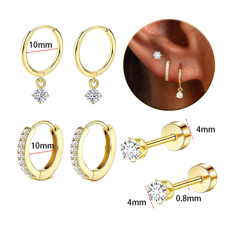 European American Stainless Steel Ear Bone Nails Niche Simple Titanium Steel Screw Cochlear Nails Women Earrings - Image 5