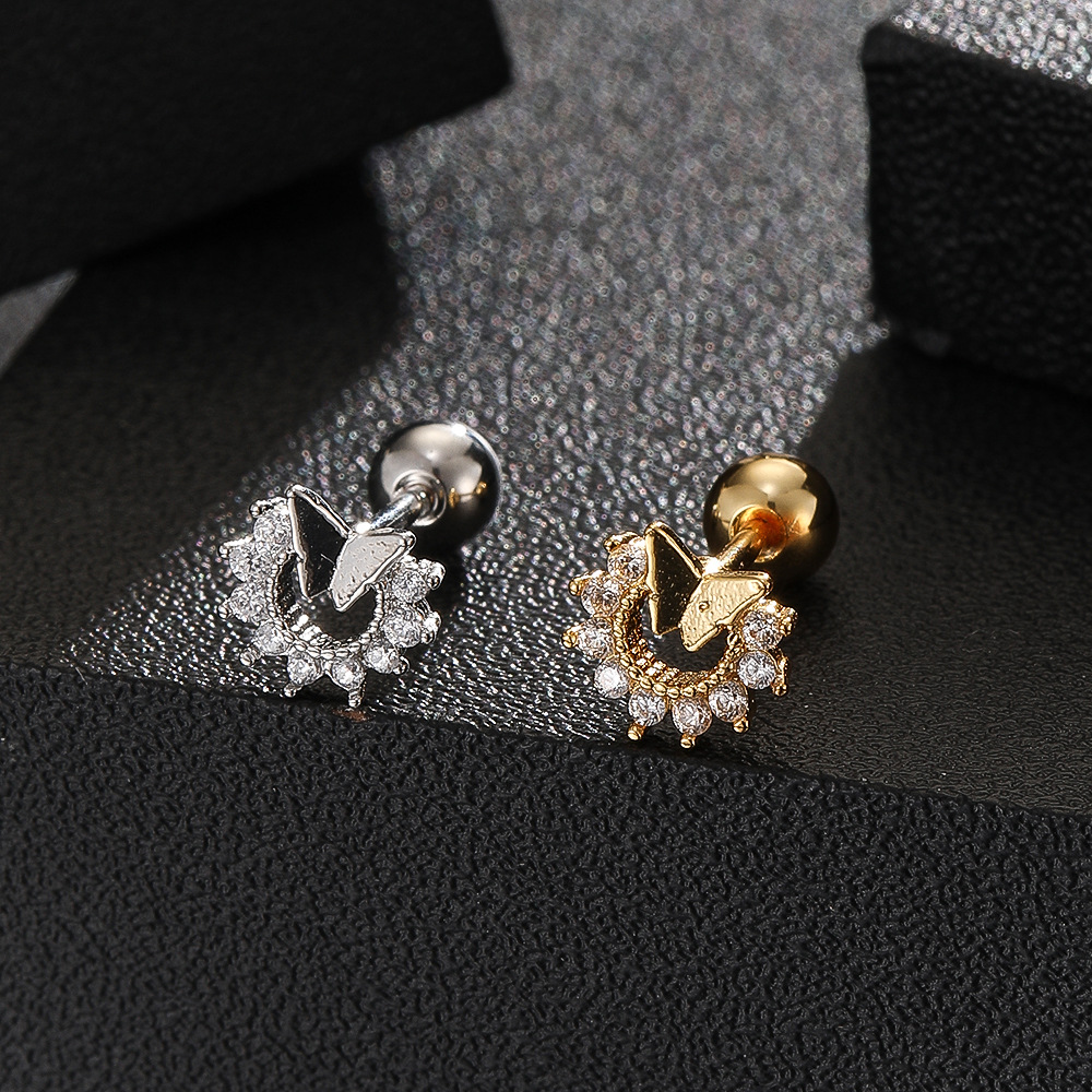 Titanium Steel Screw Rod Ear Bone Nail Love Pentagon Heart Cartilage Earring High-End Niche Ear Jewelry - Image 3