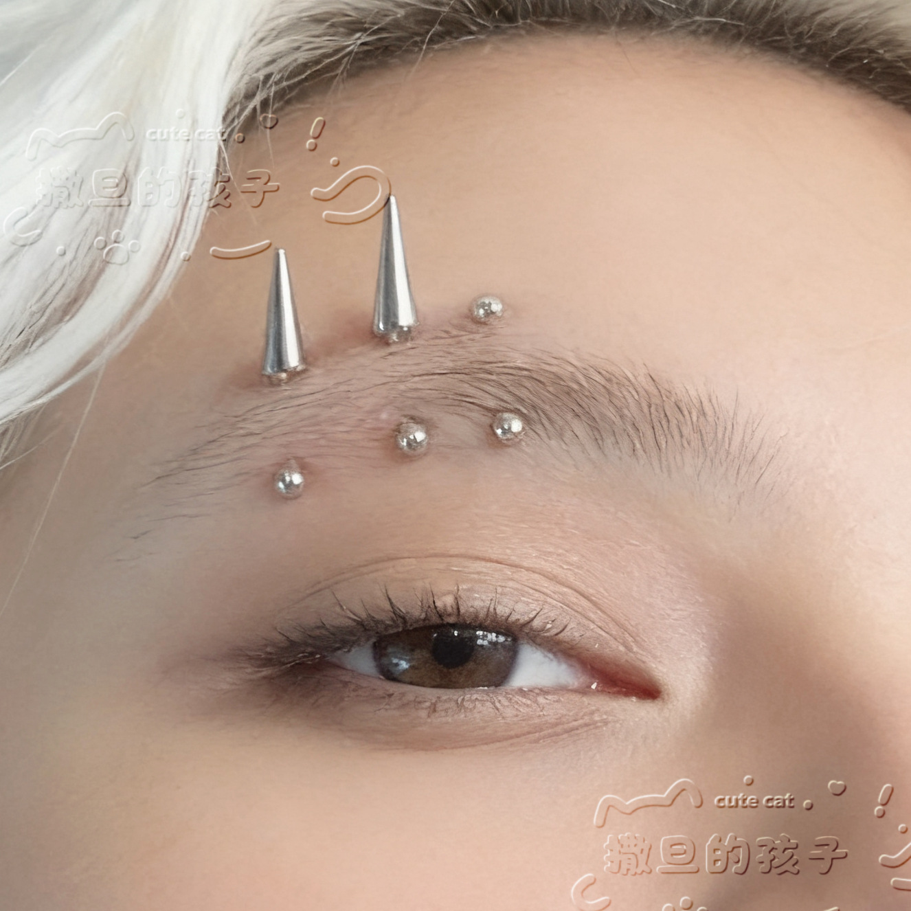 Satan's Children Leisurely Dancing Cranes Titanium Steel Eyebrow Studs Rock Spike Pointed Cone Curve Eyebrow Ring - Image 4