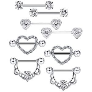 Nipple Ring Set Stainless Steel Star Body Piercing Jewelry Rose Gold