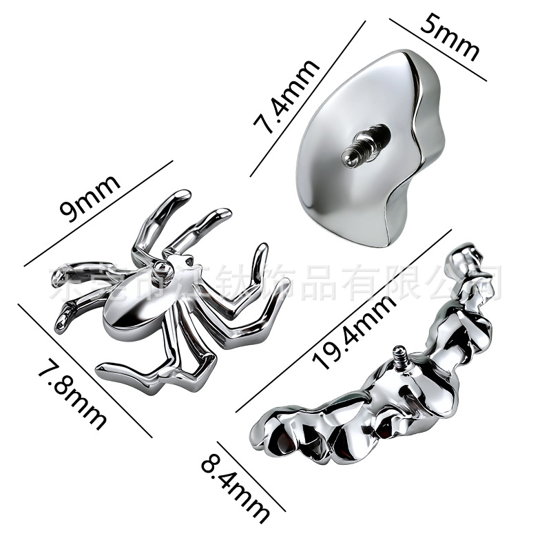 G23 Titanium Spider 3D Ear Cartilage Stud - ASTMF136 Body Piercing Jewelry - Image 2