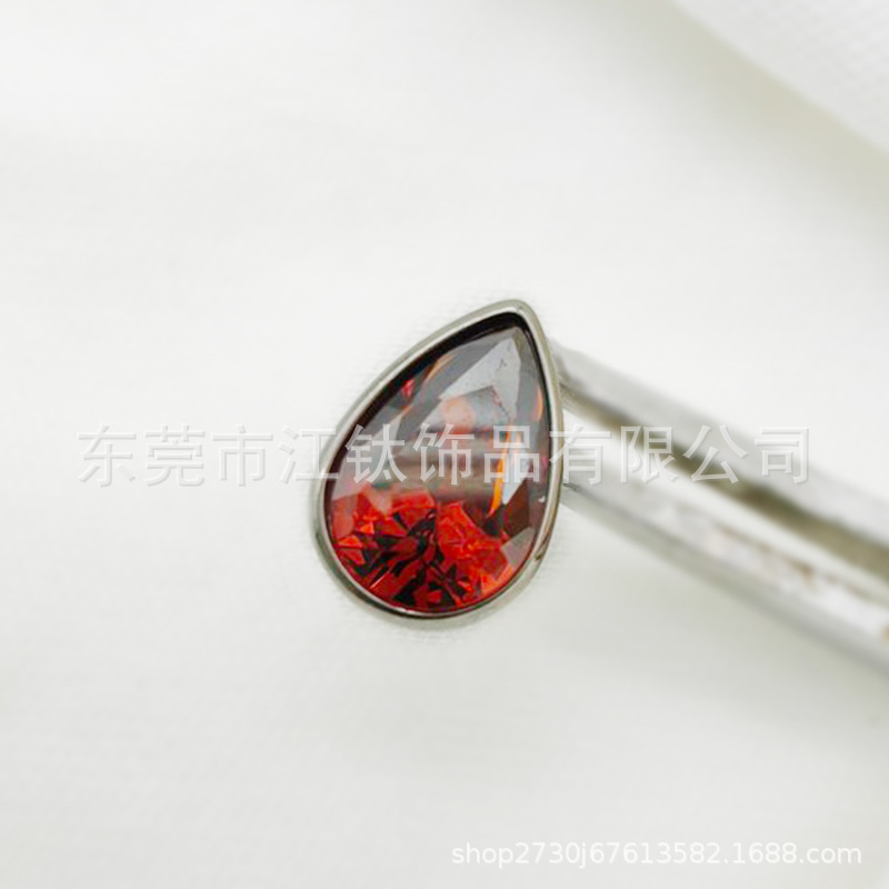 Titanium Teardrop Earring with 5A Zircon - G23 Alloy Implant Grade Cartilage Stud for Ear Piercing - Image 2
