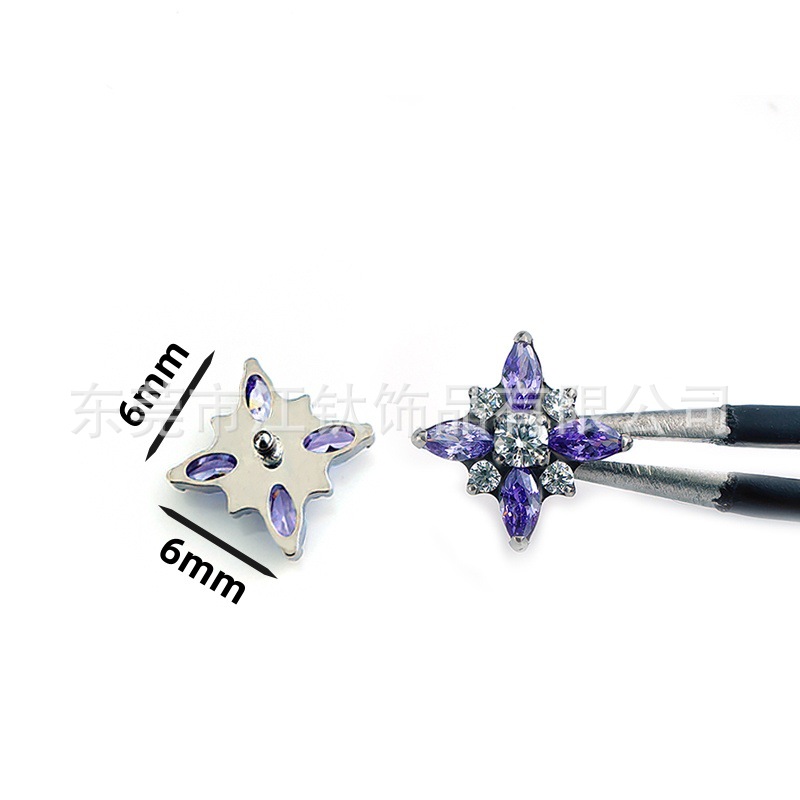 G23 Titanium Ear Bone Nail Eight-Pointed Star Inlaid with Zircon Body Piercing Jewelry - Image 5