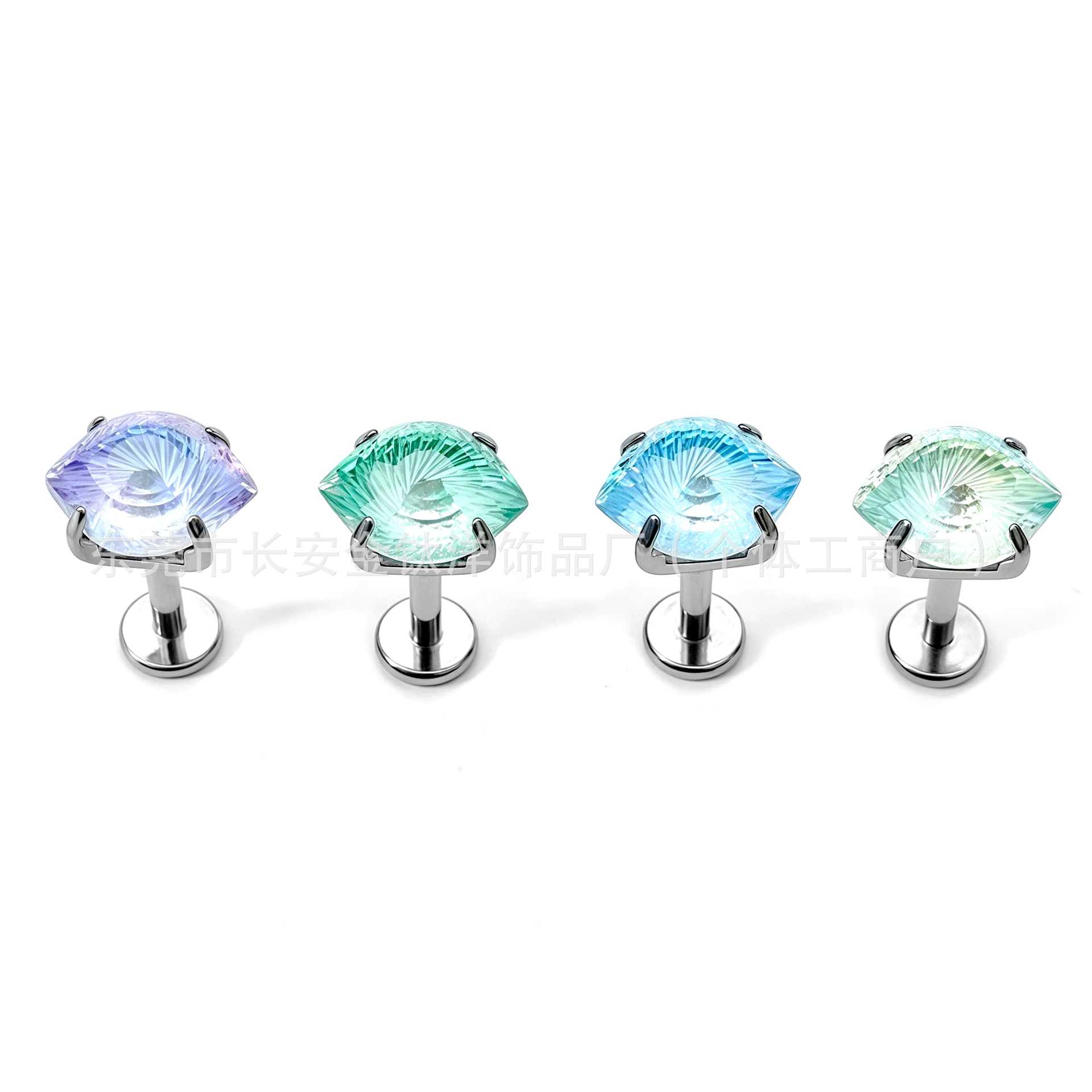 F136 Titanium Round Base Claw-Set Angel Eye Lip Stud Nose Stud Tongue Stud Ear Stud G23 Titanium Alloy Body Piercing Jewelry - Image 4