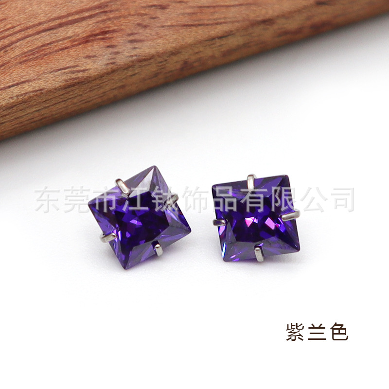 F136 Titanium Earring Thread Inlaid Square Zircon Cross G23 Titanium Alloy Body Piercing Jewelry Ear Bone Nail - Image 2