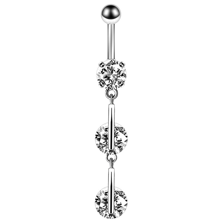 Rose Gold Zircon Navel Ring Belly Button Ring Cute Belly Piercing Jewelry 316L Surgical Steel - Image 2
