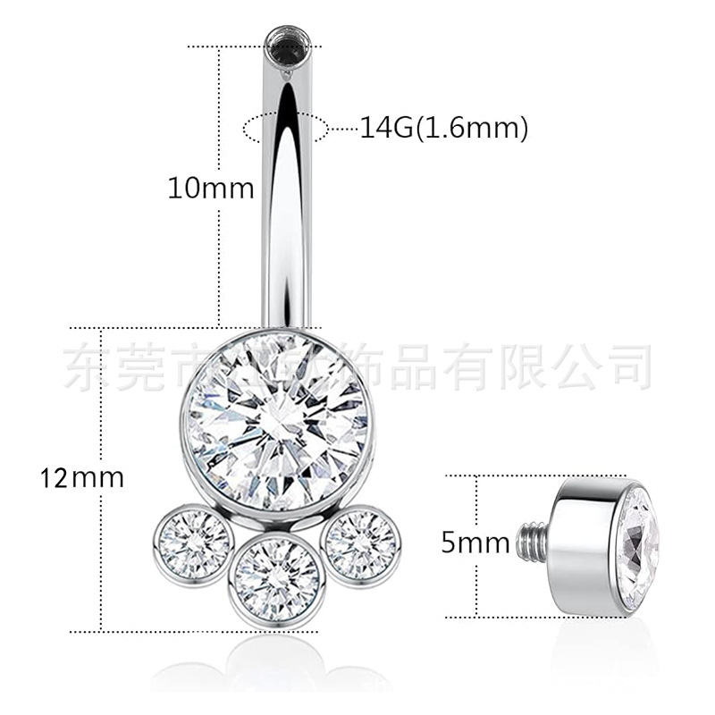 G23 Titanium Navel Ring with Diamond-Embedded CZ Star by JT398 - 14G 1.6mm x 10mm - Image 3