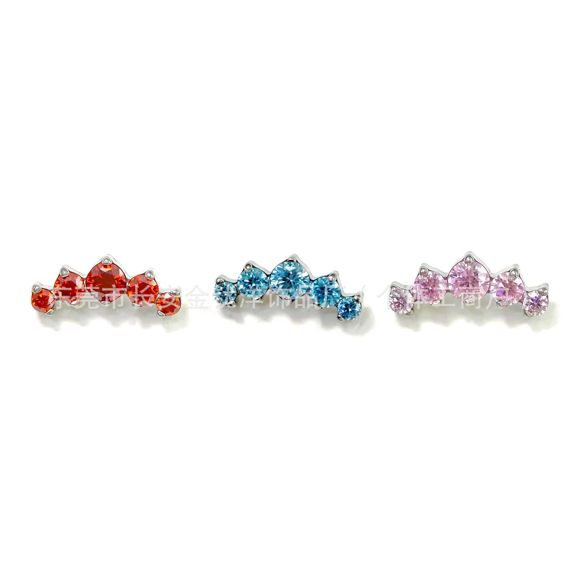 G23 Titanium Five-Link Zirconium Earrings with 5A Zircon Ear Bone Nails Piercing Jewelry - Image 2