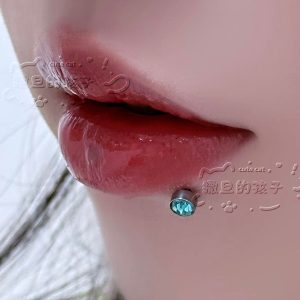 Satan's Child Noble Lady Lip Ring Black Diamond 16mm 1.2mm Sweet Cool Hot Girl Piercing Jewelry