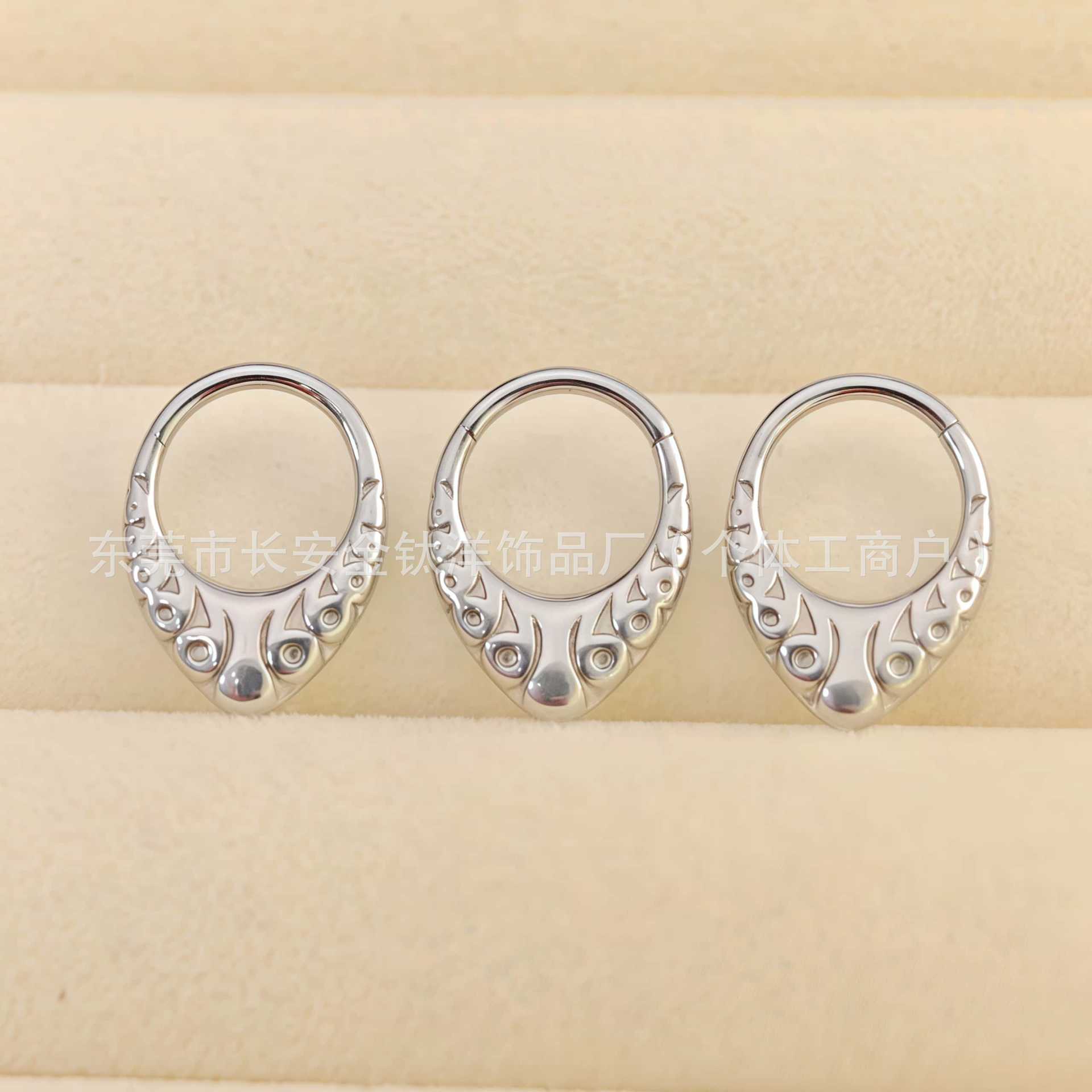 F136 Titanium Retro Pattern Pinless Hoop Earrings Nose Ring Seamless Ring Piercing Jewelry - Image 4