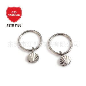 F136 Titanium Shell Earring Closed Ring Anodizable G23 Titanium Alloy Body Piercing Earring