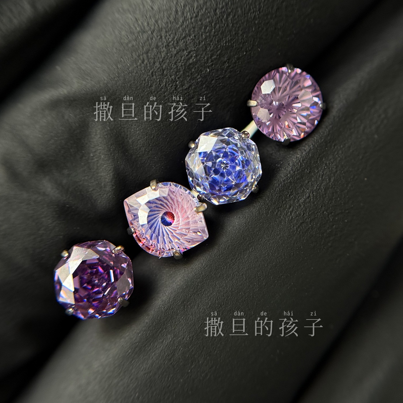 F136 Titanium Alloy Midsummer Night's Dream Purple Tongue Piercing Internally Threaded Sparkling Tongue Barbell - Image 2