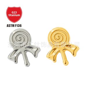 G23 Titanium Lollipop Earring Cartilage Stud Gold CZ Piercing Jewelry