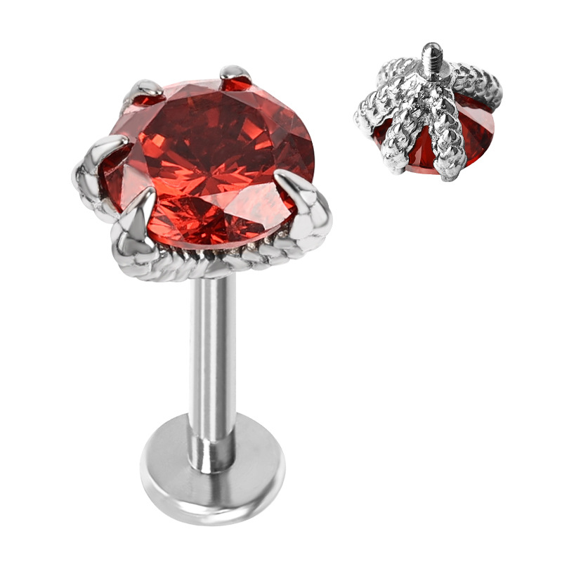 Zesen F136 Titanium Alloy Dragon Claw Dragon Scale Zircon Lip Labret Stud Tongue Nail Ear Bone Piercing Jewelry - Image 4