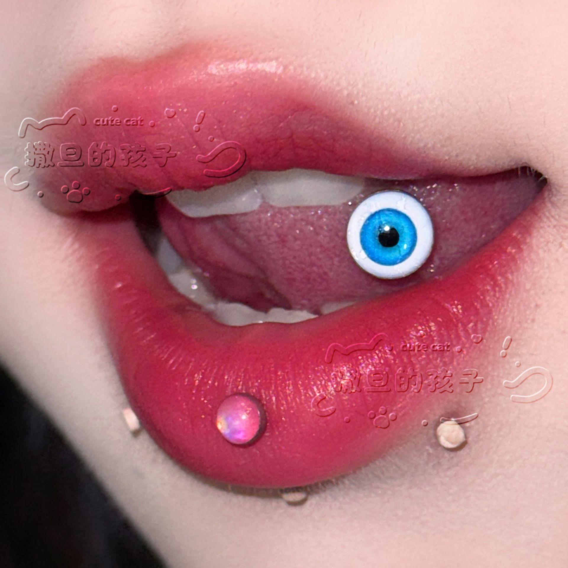 Satan's Child Evil Eyes Tongue Nail Piercing Ring 316L Surgical Steel Tongue Barbell Drinkable Tongue Ring Sweet and Cool Sexy - Image 5