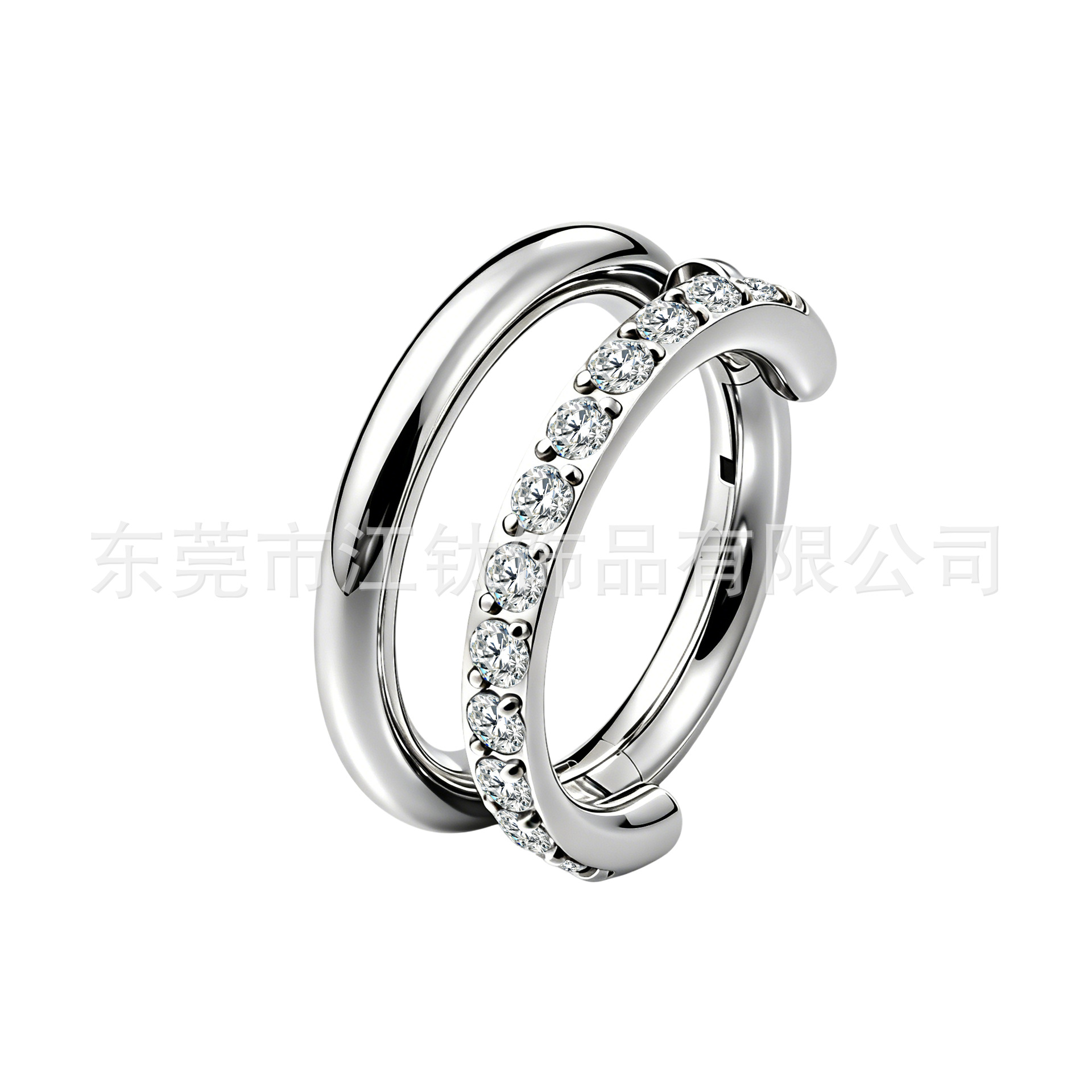G23 Titanium Double Hoop Nose Ring Zircon Style Ear Hoop - Gold 1.2x12mm Body Piercing Jewelry - Image 5
