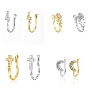 Butterfly Shape CZ Nose Clip No Piercing Fake Nose Stud Zircon Nose Ring 18K Gold Plated