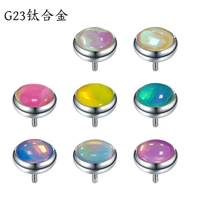 G23 Titanium Gradient Glitter Film Lip Stud with Oil-Drip Effect, 5mm Flat Back Labret Ear Cartilage Stud - Image 3