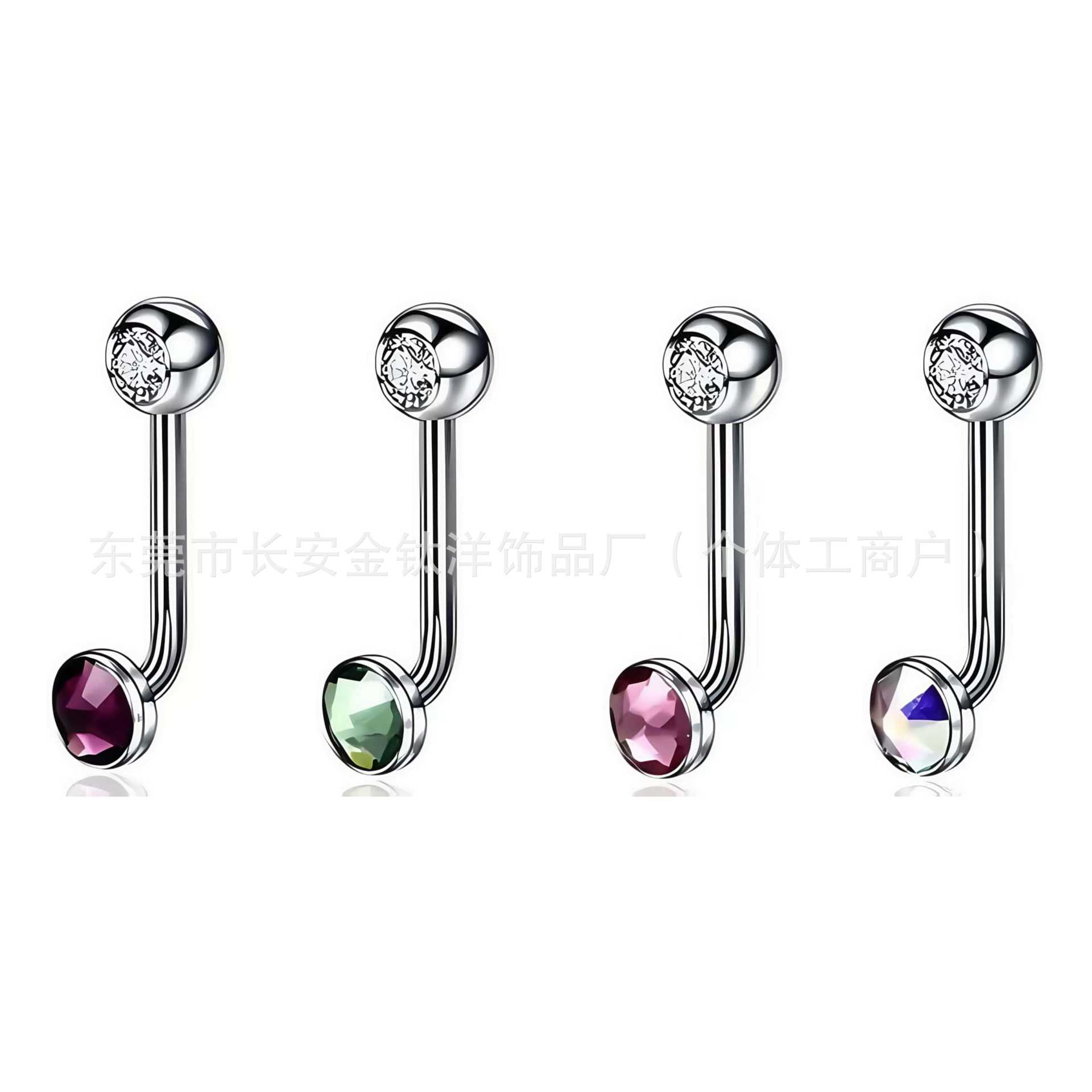 14g Czech Diamond L-Shaped Navel Ring F136 Titanium Belly Button Piercing Jewelry - G23 Titanium Alloy - Image 3