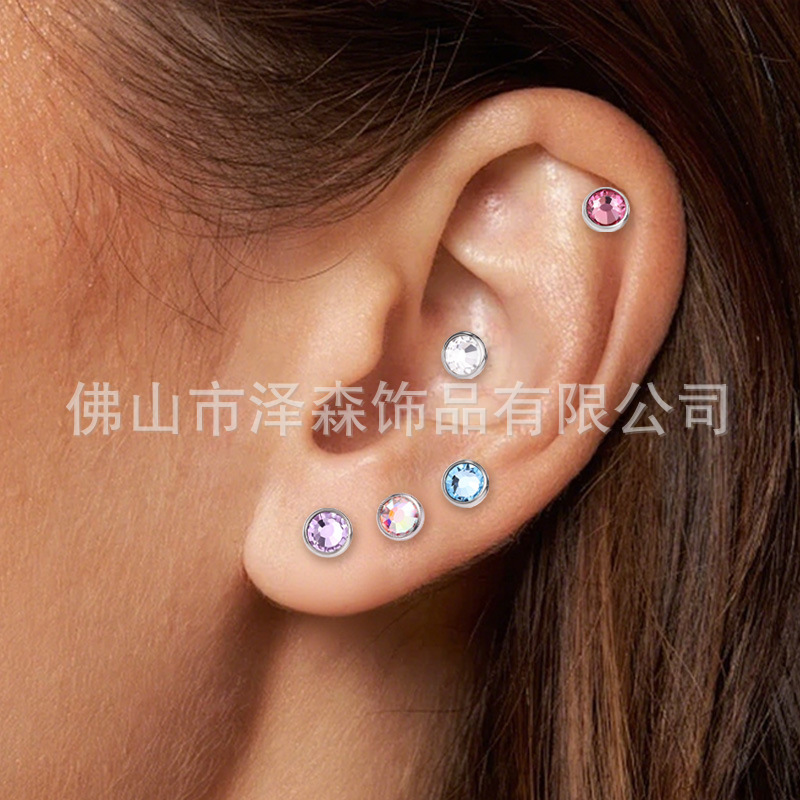 F136 Titanium Alloy Inlaid Czech Diamond Tongue Nail Lip Ear Piercing Jewelry - Image 2