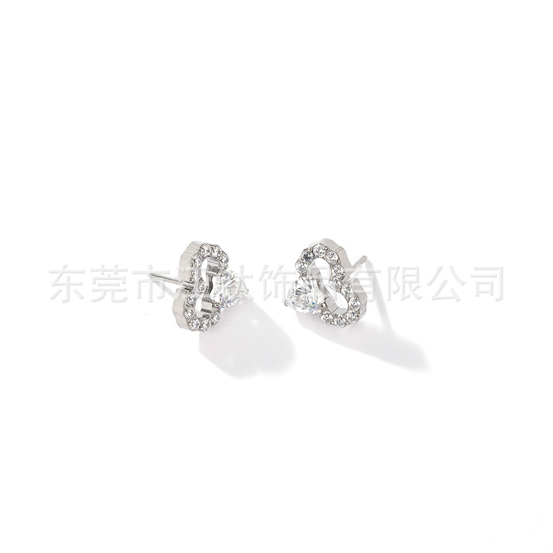 Heart Inlaid Zircon G23 Titanium Ear Bone Nail Cartilage Stud Ear Piercing Jewelry - Image 5